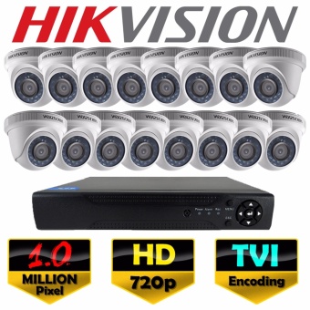 ราคา ชุดกล้องวงจรปิด Hikvision 16CH TVI / HDTVI Kit Set HD DS-2CE56C0T 1.0 MP ล้านพิกเซล กล้อง 16 ตัว โดม HD New EXIR 2017 Model เครื่องบันทึก HD 16CH เลนส์ 3.6mm + ฟรีอะแดปเตอร์ ( DS-2CE56C7T / DS-2CE56C0T-IRP )