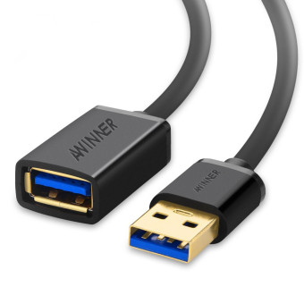 AWINNER USB 3.0 ส่วนในเพศชายสายยูเอสบีขยายสายไฟสีดำ (2M รอบ) AWINNER USB 3.0 ส่วนในเพศชายสายยูเอสบีขยายสายไฟสีดำ (2M รอบ)