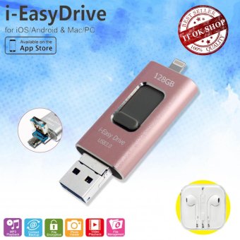 I-Easy Drive A88 128Gb (ของแท้) With Micro USB 3.0 Memory Extrenal For IOS & Android (ชมพู) + OEMหูฟัง I-Easy Drive A88 128Gb (ของแท้) With Micro USB 3.0 Memory Extrenal For IOS & Android (ชมพู) + OEMหูฟัง