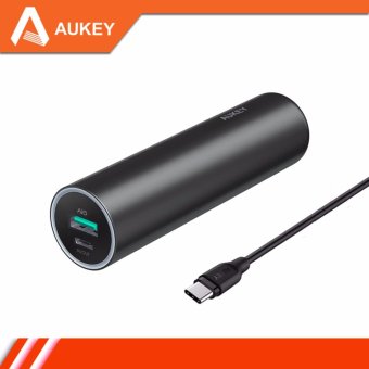 Aukey 5000 mAh Slim Power Bank with USB Type-C Port แบตเตอรี่สำรองแบบ Slim ความจุ 5000 mAh แบบมีช่อง USB Type-C พร้อมสาย รุ่น PB-Y5 Aukey 5000 mAh Slim Power Bank with USB Type-C Port แบตเตอรี่สำรองแบบ Slim ความจุ 5000 mAh แบบมีช่อง USB Type-C พร้อมสาย รุ่น PB-Y5