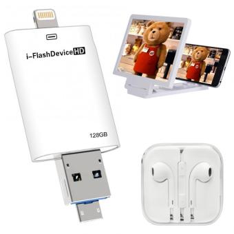 i-FlashDevice - iEasy Drive HD รุ่น LX-807 USB 3.0 OTG 128GB ที่เก็บข้อมูล iPhone,IPad,Android +OEMหูฟัง+ScreenMobile (White) i-FlashDevice - iEasy Drive HD รุ่น LX-807 USB 3.0 OTG 128GB ที่เก็บข้อมูล iPhone,IPad,Android +OEMหูฟัง+ScreenMobile (White)
