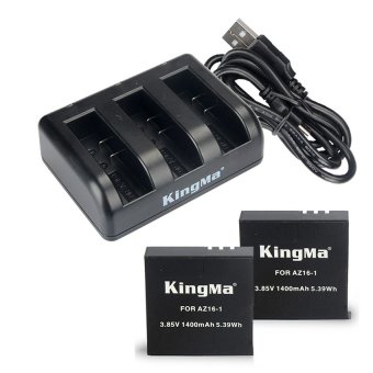 Kingma แท่นชาจ 3 ช่องพร้อมแบตเตอรี่ 2 ก้อน สำหรับ Xiaomi Yi 4k Kingma แท่นชาจ 3 ช่องพร้อมแบตเตอรี่ 2 ก้อน สำหรับ Xiaomi Yi 4k
