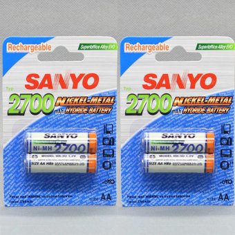SANYO ถ่านชาร์จ รุ่น HR-4U-2B-2700 ไซส์ AA 2700 mAh 4 ก้อน(White ) SANYO ถ่านชาร์จ รุ่น HR-4U-2B-2700 ไซส์ AA 2700 mAh 4 ก้อน(White )