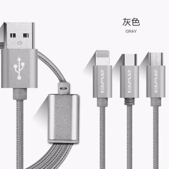 Awei CL-970 3 In 1 Lightning/Micro USB/USB Type-Cสายชาร์ตและเชื่อมต่อข้อมูล(Black) Awei CL-970 3 In 1 Lightning/Micro USB/USB Type-Cสายชาร์ตและเชื่อมต่อข้อมูล(Black)