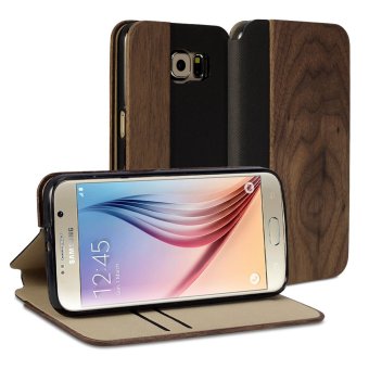 GMYLE เคสลายไม้ เคสฝาพับ Samsung Galaxy S6 (ลายวอลนัทสีเข้ม & หนัง PU) GMYLE เคสลายไม้ เคสฝาพับ Samsung Galaxy S6 (ลายวอลนัทสีเข้ม & หนัง PU)