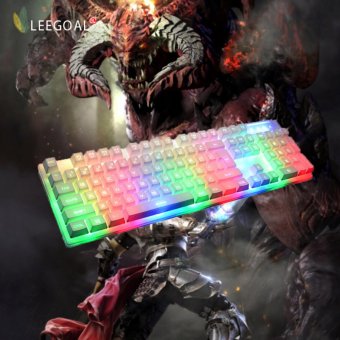 Leegoal กลเกมสัมผัสแป้นพิมพ์ 7 สีชมพู led usb เพื่อต่อสายแป้นพิมพ์เกม ขาว Leegoal กลเกมสัมผัสแป้นพิมพ์ 7 สีชมพู led usb เพื่อต่อสายแป้นพิมพ์เกม ขาว