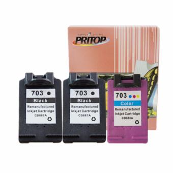 Pritop/HP ink Cartridge 703BK*2/703CO*1 ใช้กับปริ้นเตอร์ HP DeskJet K209A/K109A/F735 AIO Pritop/HP ink Cartridge 703BK*2/703CO*1 ใช้กับปริ้นเตอร์ HP DeskJet K209A/K109A/F735 AIO