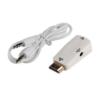 โอ้ HDMI ตัวผู้กับตัวเมียตัวแปลง Vga แบบกล่องอะแดปเตอร์ที่มีสายเคเบิลเสียงสำหรับคอมพิวเตอร์เข้ากับ Hdtv ขาว โอ้ HDMI ตัวผู้กับตัวเมียตัวแปลง Vga แบบกล่องอะแดปเตอร์ที่มีสายเคเบิลเสียงสำหรับคอมพิวเตอร์เข้ากับ Hdtv ขาว