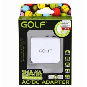 Golf Dual USB Charge Adapter 2.1A/1A / Adapter USB 2 ช่อง (White) Golf Dual USB Charge Adapter 2.1A/1A / Adapter USB 2 ช่อง (White)