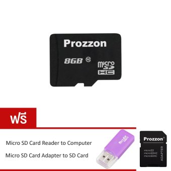BEST Prozoon Micro SD 8GB Memory Card Flash Original with Adapter - Black (ฟรี Portable USB 2.0 Micro SD Card Reader) image