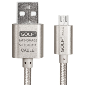 Golf Metal Quick Charge & Data Cable สายชาร์จ Micro USB สำหรับ Samsung / Android (สายถัก) - สีเงิน Golf Metal Quick Charge & Data Cable สายชาร์จ Micro USB สำหรับ Samsung / Android (สายถัก) - สีเงิน