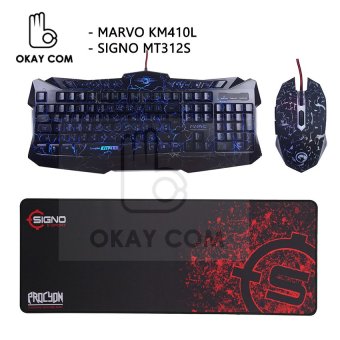 Marvo Set Keyboard+Mouse ชุดคีย์บอร์ด+เมาส์ ไฟ 3 สี รุ่น KM410L +แผ่นรองเมาส์ไซร้ยาว Signo MT312S (สีดำ) Marvo Set Keyboard+Mouse ชุดคีย์บอร์ด+เมาส์ ไฟ 3 สี รุ่น KM410L +แผ่นรองเมาส์ไซร้ยาว Signo MT312S (สีดำ)