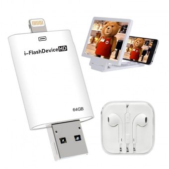 i-FlashDevice - iStick 64Gb External Storage แฟลชไดร์ฟสำรองข้อมูลสำหรับ iPhone,IPad (ขาว)+หูฟังเกรดA+3DScreenMobile i-FlashDevice - iStick 64Gb External Storage แฟลชไดร์ฟสำรองข้อมูลสำหรับ iPhone,IPad (ขาว)+หูฟังเกรดA+3DScreenMobile