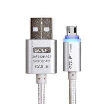 Golf Metal LED Quick Charge & Data Cable สายชาร์จ Micro USB สำหรับ Samsung / Android สายถัก (สีทอง) Golf Metal LED Quick Charge & Data Cable สายชาร์จ Micro USB สำหรับ Samsung / Android สายถัก (สีทอง)