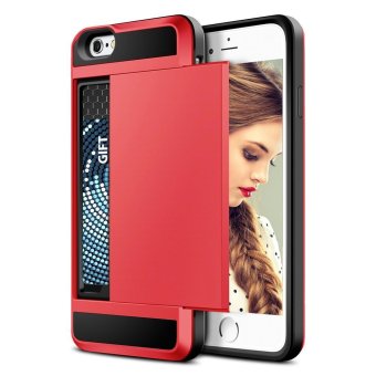 เคส case for iphone 6 6s ด้วย ช่องเสียบบัตรเครดิต (สีแดง) - intl เคส case for iphone 6 6s ด้วย ช่องเสียบบัตรเครดิต (สีแดง) - intl
