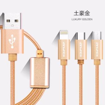 Awei CL-970 3 In 1 Lightning/Micro USB/USB Type-C สายชาร์ตและเชื่อมต่อข้อมูล Awei CL-970 3 In 1 Lightning/Micro USB/USB Type-C สายชาร์ตและเชื่อมต่อข้อมูล