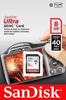 Sandisk เมมโมรี่การ์ด 8GB Ultra Class 10 UHS-I SD 40MB/s Full HD Video SDHC สำหรับวิดีโอ Full HD Sandisk เมมโมรี่การ์ด 8GB Ultra Class 10 UHS-I SD 40MB/s Full HD Video SDHC สำหรับวิดีโอ Full HD