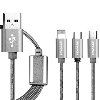 AWEI รุ่น CL-970 1m 3-in-1 Fast Multi Charging Cable 120cm (สีเงิน) AWEI รุ่น CL-970 1m 3-in-1 Fast Multi Charging Cable 120cm (สีเงิน)