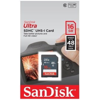 Sandisk เมมโมรี่การ์ด 16GB Ultra Class 10 UHS-I SD 48MB/s Full HD Video SDHC card Sandisk เมมโมรี่การ์ด 16GB Ultra Class 10 UHS-I SD 48MB/s Full HD Video SDHC card