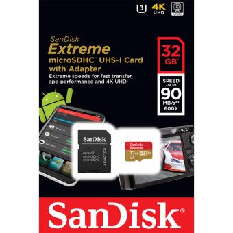 SanDisk Extreme microSD 32GB ความเร็ว อ่าน 90MB/s เขียน 60MB/s รองรับ V30 / U3 / C10 / UHS I SanDisk Extreme microSD 32GB ความเร็ว อ่าน 90MB/s เขียน 60MB/s รองรับ V30 / U3 / C10 / UHS I