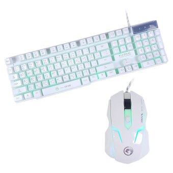 MARVO KM406 Set SEMI Mechanical Keyboard+Mouseชุด คีย์บอร์ด+เมาส์ ไฟ3สี(ขาว) MARVO KM406 Set SEMI Mechanical Keyboard+Mouseชุด คีย์บอร์ด+เมาส์ ไฟ3สี(ขาว)