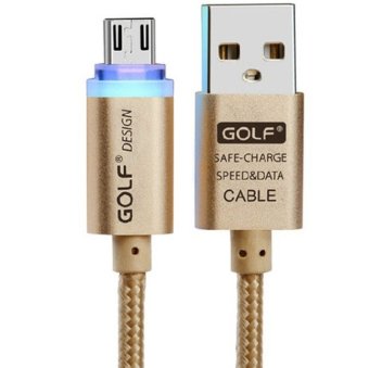 Golf Metal LED Quick Charge & Data Cable สายชาร์จ Micro USB สำหรับ Samsung / Android สายถัก (สีทอง) Golf Metal LED Quick Charge & Data Cable สายชาร์จ Micro USB สำหรับ Samsung / Android สายถัก (สีทอง)