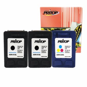 PRITOP HP ink 21XL/22XL ใช้กับปริ้นเตอร์ DeskJet D1360, D2330, D2360 All-in-One F340, F380 / Office jet 4315 หมึกสีดำ 2 ตลับ หมึกสี 1 ตลับ PRITOP HP ink 21XL/22XL ใช้กับปริ้นเตอร์ DeskJet D1360, D2330, D2360 All-in-One F340, F380 / Office jet 4315 หมึกสีดำ 2 ตลับ หมึกสี 1 ตลับ