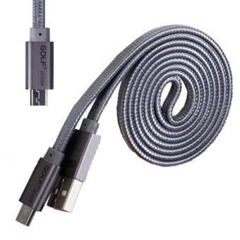GOLF 2A 1M Micro USB Cable Flat Braided Wire Sync Charging Data Transfer For Samsung/Android สายถักแบนยาว 1 เมตร (สีเทา) GOLF 2A 1M Micro USB Cable Flat Braided Wire Sync Charging Data Transfer For Samsung/Android สายถักแบนยาว 1 เมตร (สีเทา)