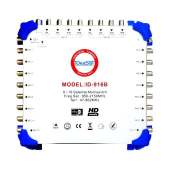 IDEASAT มัลติสวิตซ์ Multi Switch เข้า 9 ออก 16 รุ่น ID-916B (สีเงิน) IDEASAT มัลติสวิตซ์ Multi Switch เข้า 9 ออก 16 รุ่น ID-916B (สีเงิน)