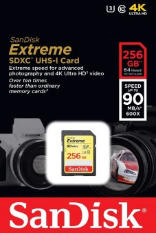 Sandisk เมมโมรี่การ์ด 256GB Class 10 Extreme UHS-I U3 SD 90MB/s SDXC Sandisk เมมโมรี่การ์ด 256GB Class 10 Extreme UHS-I U3 SD 90MB/s SDXC