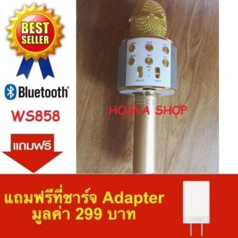 เครื่องเล่นคาราโอเกะ บลูทูธ ไร้สาย ไมโครโฟนคอนเดนเซอร์ ลำโพง ในตัวเดียว รุ่น WS-858 (Gold) แถมฟรีที่ชาร์จ Adapter เครื่องเล่นคาราโอเกะ บลูทูธ ไร้สาย ไมโครโฟนคอนเดนเซอร์ ลำโพง ในตัวเดียว รุ่น WS-858 (Gold) แถมฟรีที่ชาร์จ Adapter