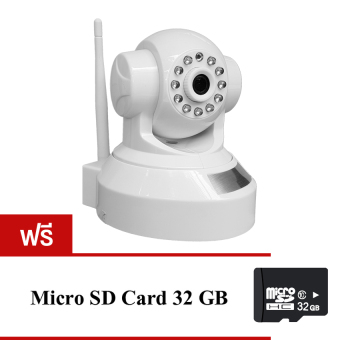 กล้องวงจรปิดไร้สาย IP Camera Full HD 1.0MP  ติดตั้งง่าย (White) แถมฟรี Micro SD Card 32GB