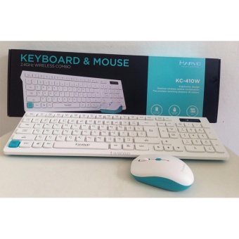 ประเทศไทย Marvo ชุดคีย์บอร์ด คู่ เมาส์ไร้สาย Keyboard and Mouse 2.4 Wireless combo รุ่น KC-410W White(สีขาว)