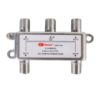 Mastersat Splitter 4 ways All Port Power Pass For 5-2400Mhz Signal (Silver)