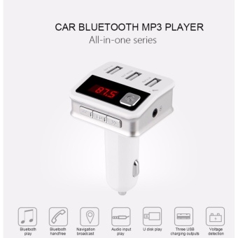 Multi-functional bluetooth hands free car kit stereo FM transmitter MP3 player with three USB 5.2 A charger（3USB)