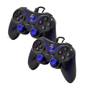 Oker จอยคอม 2ชิ้น Dual Shock Joystick USB U-918 2 set(สีน้ำเงิน)