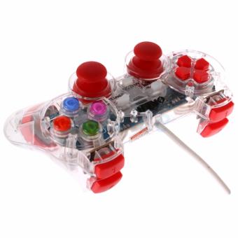 จอยเกมส์สำหรับคอม#แบบใสมีไฟ Oker 2 Shocks joystick รุ่น U-707 (สีแดง)