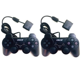 OKER 2set Gaming JoyStick for Playstation รุ่น PSII-709 จอยเกมส์เพลย์ 2 แพ็คคู่ (สีดำ)