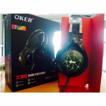 ประเทศไทย OKER หูฟังเกมมิ่ง Hi-Fi stereo headphone Gaming Headset รุ่น X96 (Black) 7 Color LED