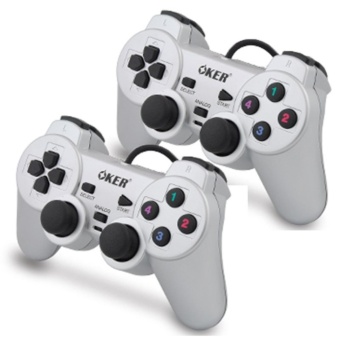 Oker Joystick USB จอยเกมส์ PC เดี่ยวสั่น รุ่น U-706 2ชิ้น(สีเงิน+สีเงิน)