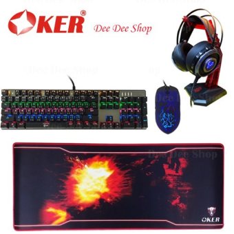 ซื้อ/ขาย Oker MAGIC Maechanical รุ่น K56 (black) + Headphones Gaming รุ่น K2 (สีดำ) + แผ่นรองเมาส์ รุ่น P30B ลายไฟ