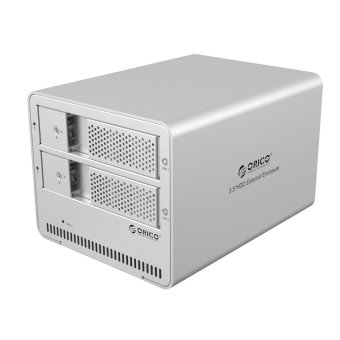 ORICO 9528U3 Aluminum Tool Free 2 bay 3.5 inch SATA to USB3.0External Hard Drive Enclosure Support 2x 6TB Drive – Silver - Intl ORICO 9528U3 Aluminum Tool Free 2 bay 3.5 inch SATA to USB3.0External Hard Drive Enclosure Support 2x 6TB Drive – Silver - Intl