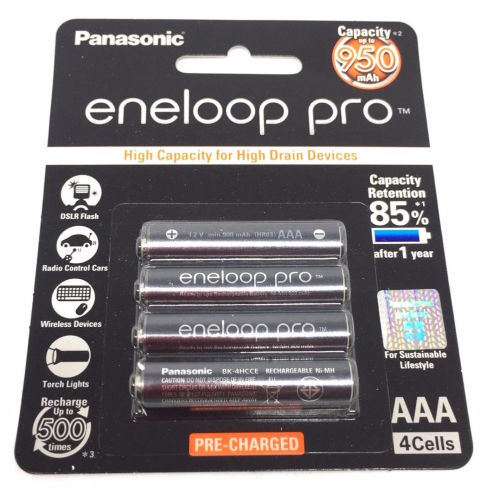 ถ่านชาร์จ Panasonic Eneloop Pro AAA 950 mAh จำนวน 4 ของแท้ ถ่านชาร์จ Panasonic Eneloop Pro AAA 950 mAh จำนวน 4 ของแท้