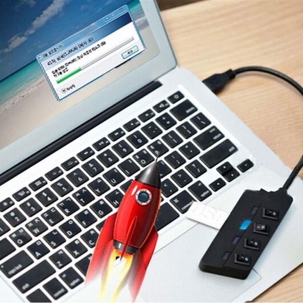 Portable 4 Ports LED USB 3.0 Hub Adapter on/off Switch For PC Laptop - intl Portable 4 Ports LED USB 3.0 Hub Adapter on/off Switch For PC Laptop - intl