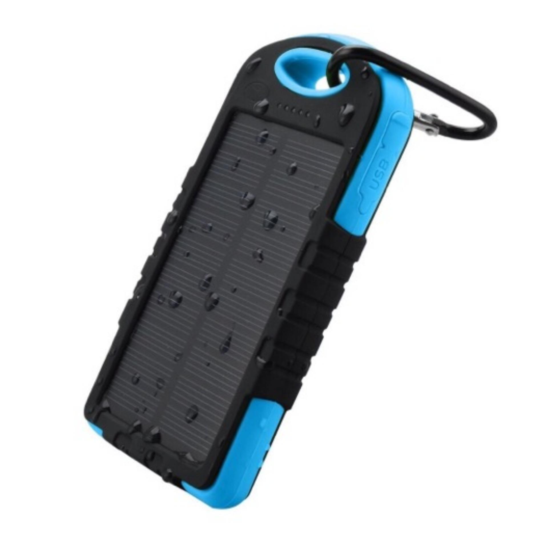Power Bank พลังงานแสงอาทิตย์ ใช้ไฟบ้านได้ และกันน้ำได้ (Solar Charger with LED Light ) ขนาด 5,000 mAh (สีฟ้า) ขาย Power Bank พลังงานแสงอาทิตย์ ใช้ไฟบ้านได้ และกันน้ำได้ (Solar Charger with LED Light ) ขนาด 5,000 mAh (สีฟ้า)