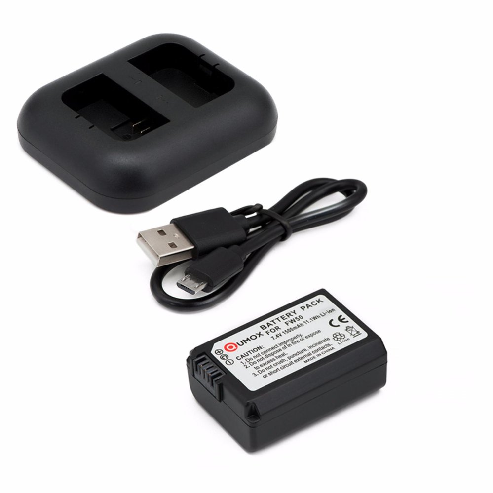 QUMOX แบตเตอรี่ NP-FW50 1 ก้อน+ เครื่องชาร์จแบบ Dual สำหรับ NEX 7 55T 5N 3 A5000 A6300 A7 A7R QUMOX แบตเตอรี่ NP-FW50 1 ก้อน+ เครื่องชาร์จแบบ Dual สำหรับ NEX 7 55T 5N 3 A5000 A6300 A7 A7R