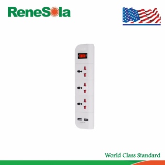 ReneSola รางปลั๊กไฟ ปลั๊กพ่วง3ช่อง USB2ช่อง สายไฟยาว2เมตร รุ่น MS-004U/WH (สีขาว)
