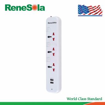 ReneSola รางปลั๊กไฟ ปลั๊กพ่วง3ช่อง แยกสวิตซ์ควบคุม พร้อม USB2ช่อง สายไฟยาว3เมตร รุ่น SS-104U/WH (สีขาว)