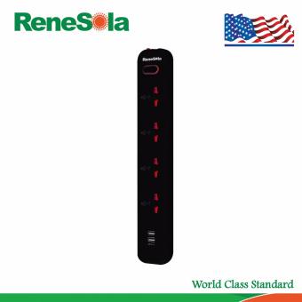 ReneSola รางปลั๊กไฟ ปลั๊กพ่วง4ช่อง USB2ช่อง สายไฟยาว3เมตร รุ่น MS-105U/BK (สีดำ)