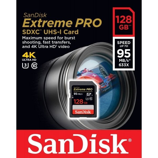 SanDisk 128GB Extreme PRO SDXC 633x (95MB/s) SanDisk 128GB Extreme PRO SDXC 633x (95MB/s)